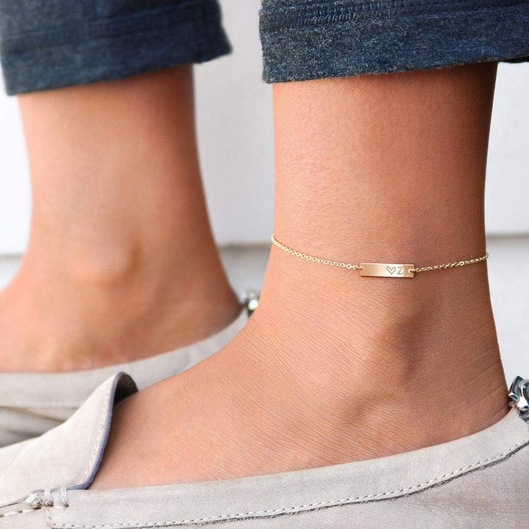 925 Sterling Silver Name Bar Anklet - onlyone