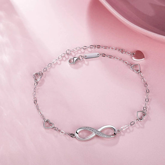 925 Sterling Silver Infinity Adjustable Anklet Bracelet - onlyone