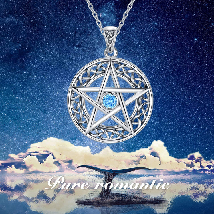 925 Sterling Silver Pentagram Celtic Necklace
