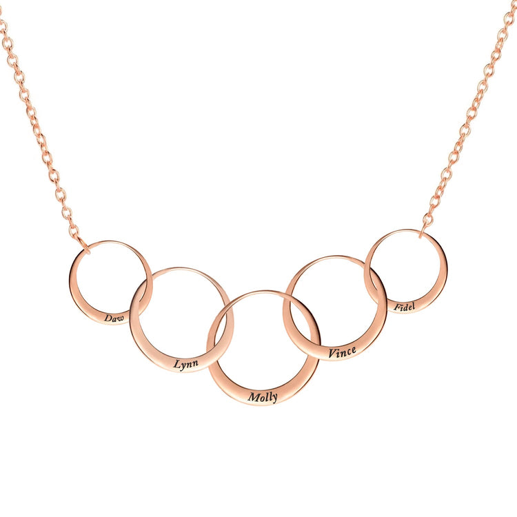 925 Sterling Silver 50th Birthday Gift For Mom / Grandmother Generations Personalized Chain Necklace Interlocking Ring Necklace