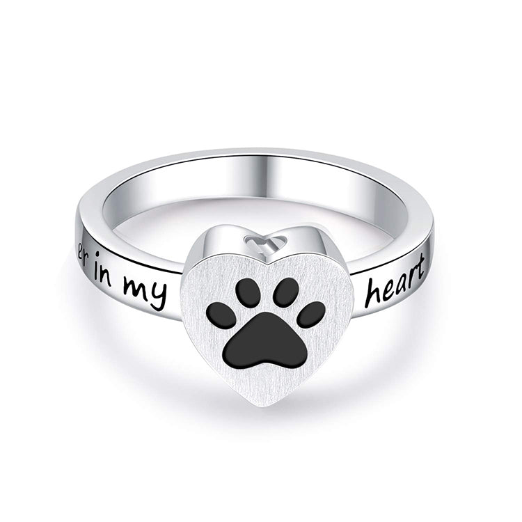 925 Sterling Silver Ashes Cremation Jewelry Dog Paw Heart Shaped Urn Ring Cremation Jewelry for Ashes - onlyone