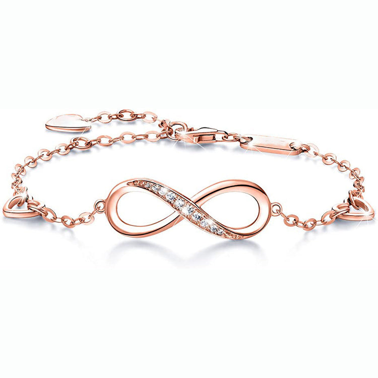 925 Sterling Silver Infinity Adjustable Anklet Bracelet