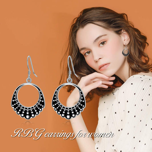 925 Sterling Silver Dangle Drop Dissent Collar Earrings