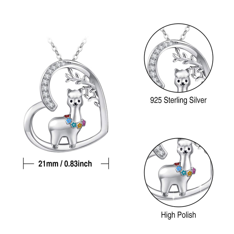 925 Sterling Silver Llama Necklace, Alpaca Pendant Necklace