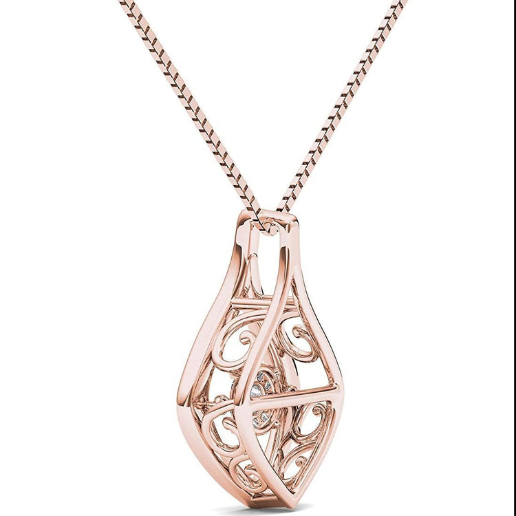 925 Sterling Silver 1/10ct Round Moissanite Diamond Pendant Necklace for Women - onlyone