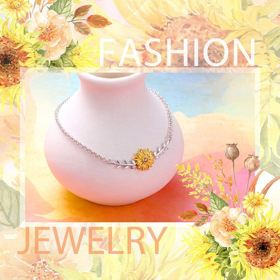 925 Sterling Silver Sunflower Anklet With Zirconia and Pearl - onlyone