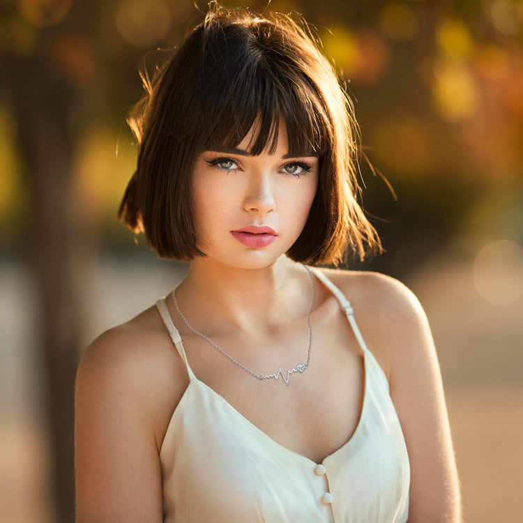 925 Silver White Angel Gift Series: Love Heartbeat Wave Necklace At First Sight - onlyone