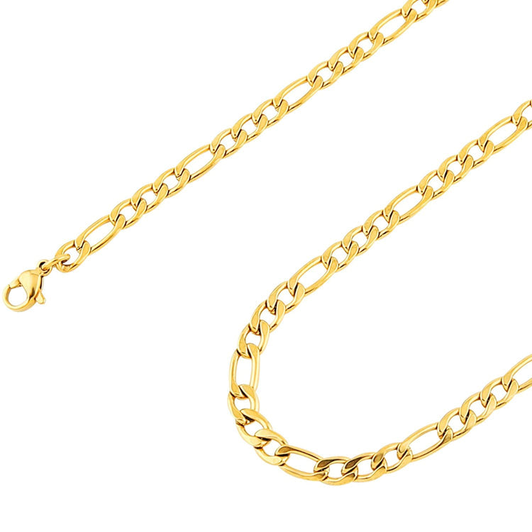 925 Sterling Silver Women's 3.7mm Figaro Link Chain Necklace, 18K Gold Plated