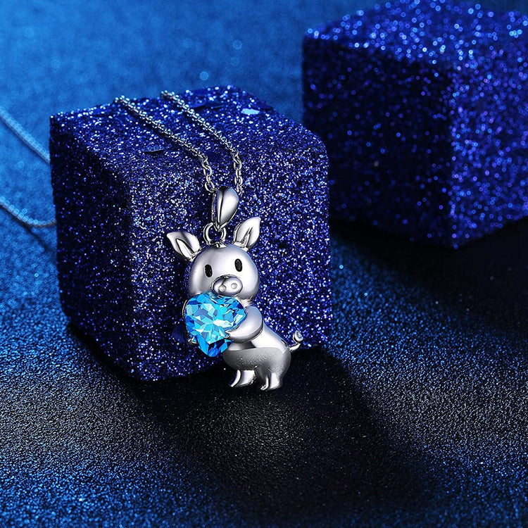 925 Sterling Silver Cute Animal Jewelry Cubic Zirconia Love Heart Pendant Necklace for Women - onlyone