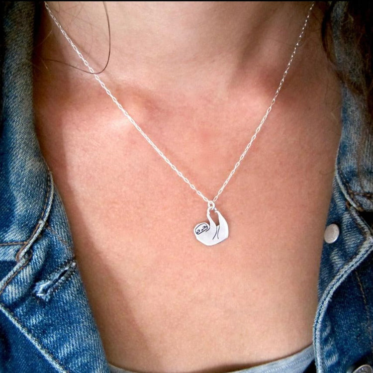 925 Sterling Silver Little Sloth Necklace