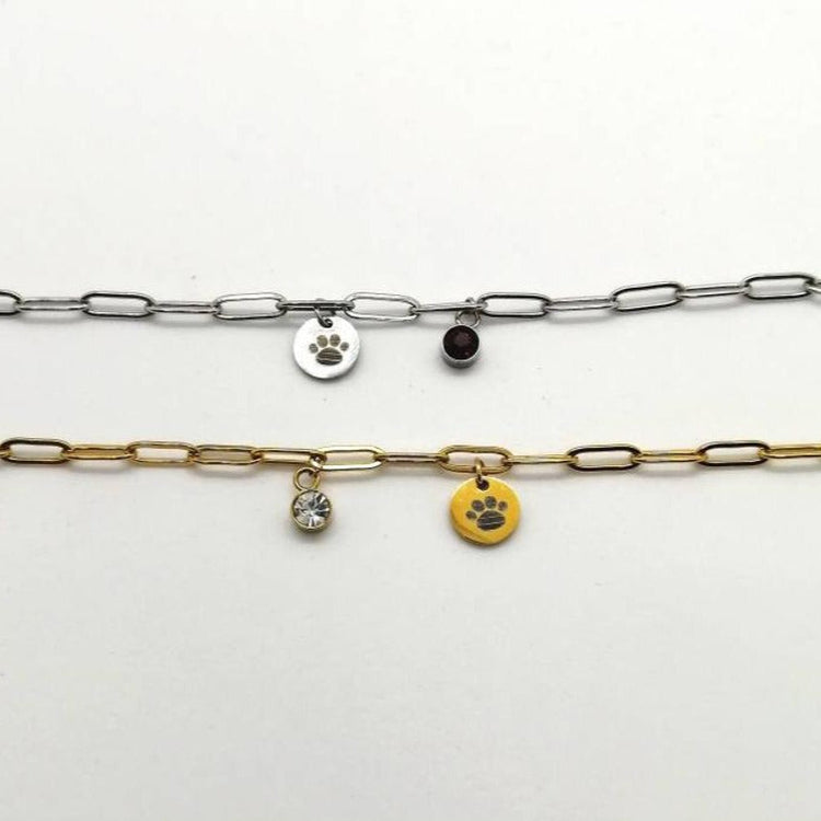 925 Sterling Silver Custom Dog Paw Anklet In Clip Chain