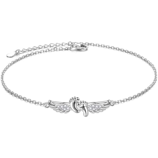 925 Sterling Silver Angel Wings Fashion Anklet Gift Anklet - onlyone
