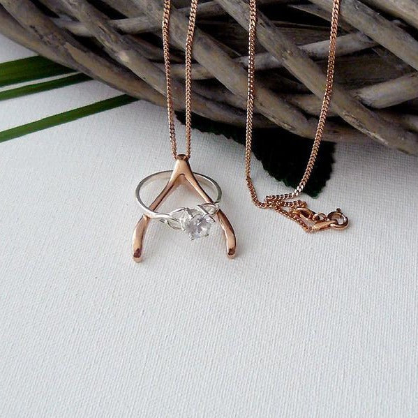 925 Sterling Silver Ring Holder Necklace Wishbone Necklace Nurse Jewelry, Ring Keeper - onlyone