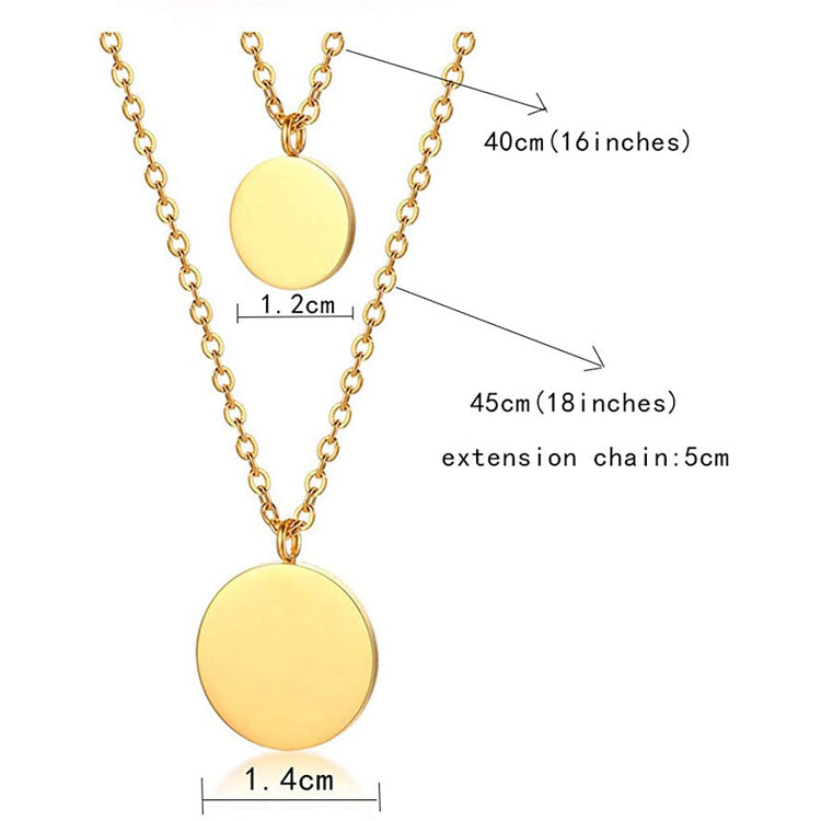 925 Sterling Silver Double Layer Coin Necklace, Minimalist Disc Necklace