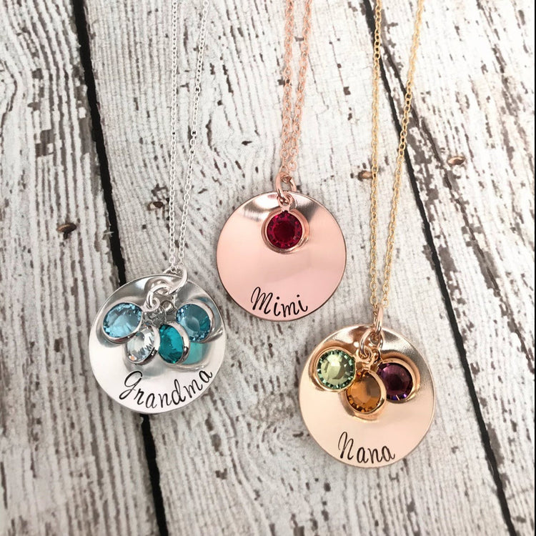 925 Sterling Silver Personalized Coin Necklace With Birthstone