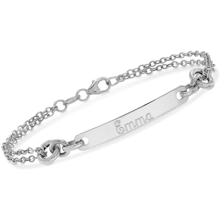 925 Sterling Silber Personal isierte Doppel kette Bar Id Armband Custom Name Gravierte Bar Armband