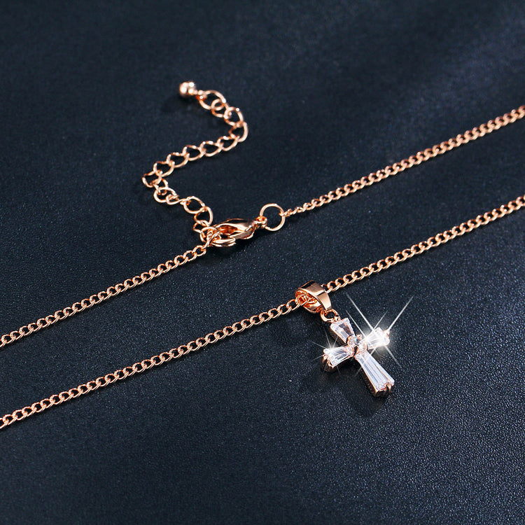 925 Sterling Silver Crystal Cross Pendant Necklace Cross Necklace For Women - onlyone