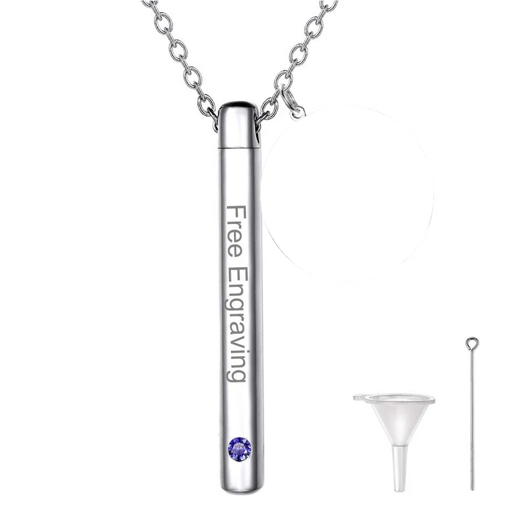 Collier commémoratif de pierre de naissance des cendres de crémation gravé sur mesure en argent sterling 925, urne de bijoux de crémation pour transporter les cendres d'un être cher