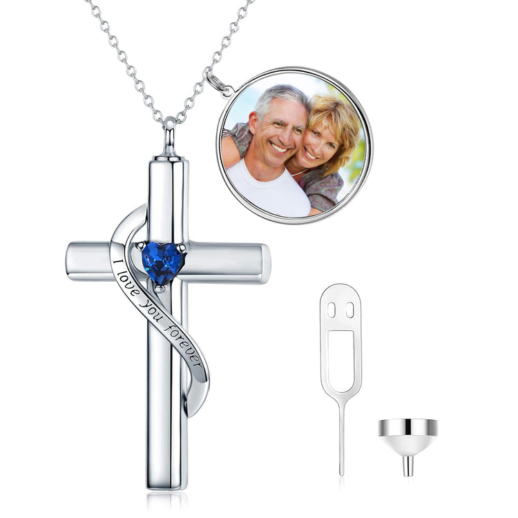 925 Sterling Silver Cross Urn Necklace for Ashes, Cremation Jewelry for Ashes