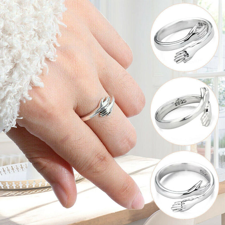 925 Sterling Silver Adjustable Love Hug Ring