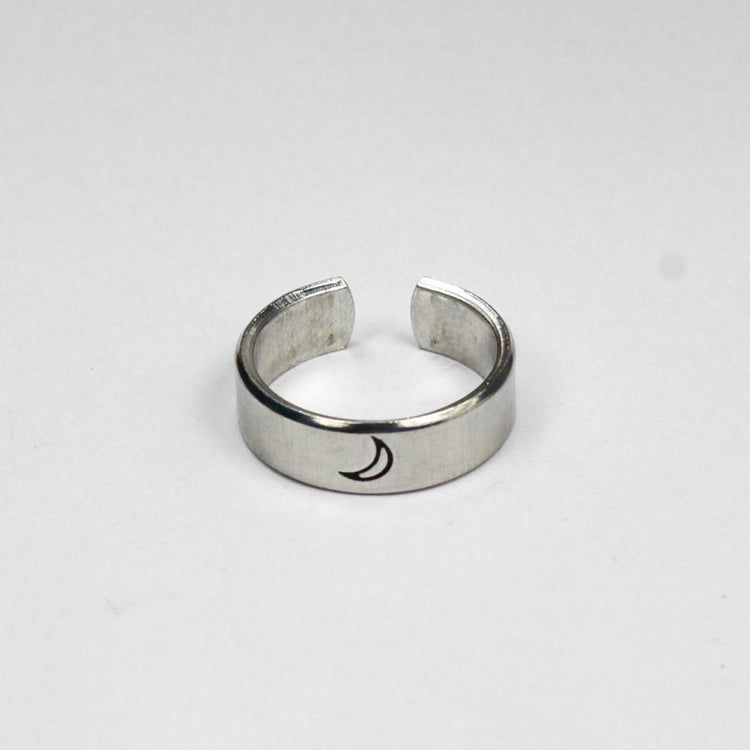 925 Sterling Silver Adjustable Sun And Moon Ring Set