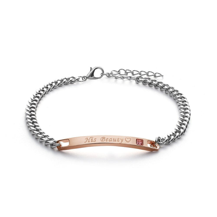 925 Sterling Silver Couple Bar Bracelets With Birthstone