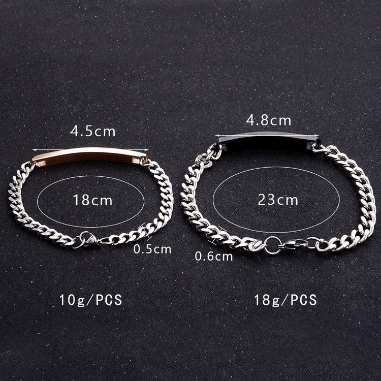 925 Sterling Silver Couple Bar Bracelets With Birthstone