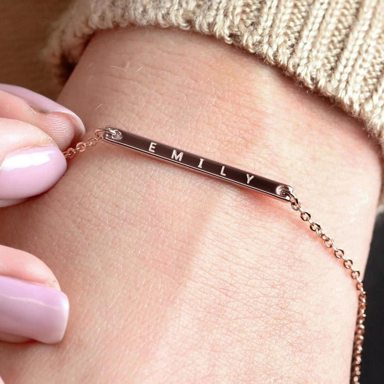 925 Sterling Silver Custom Bar Friendship Bracelet Coordinates Engraved Bracelets