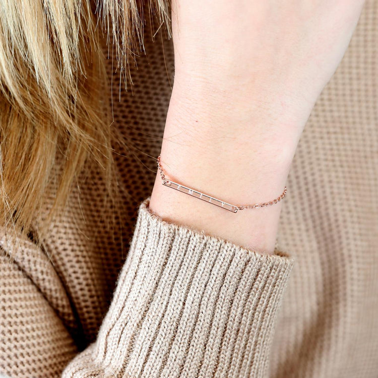 925 Sterling Silver Custom Bar Friendship Bracelet Coordinates Engraved Bracelets