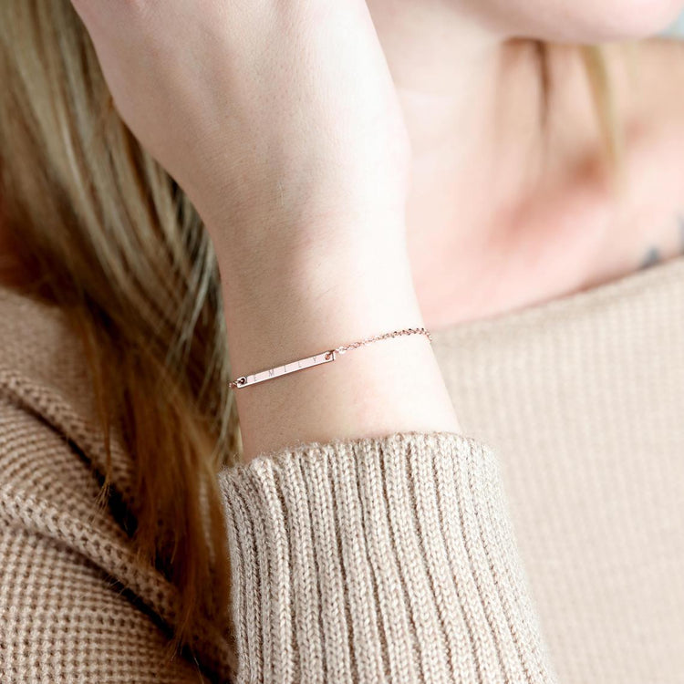 925 Sterling Silver Custom Bar Friendship Bracelet Coordinates Engraved Bracelets