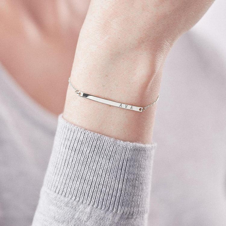 925 Sterling Silver Custom Bar Friendship Bracelet Coordinates Engraved Bracelets