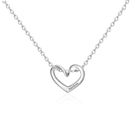 925 Sterling Silver Custom Heart Charms Name Necklace