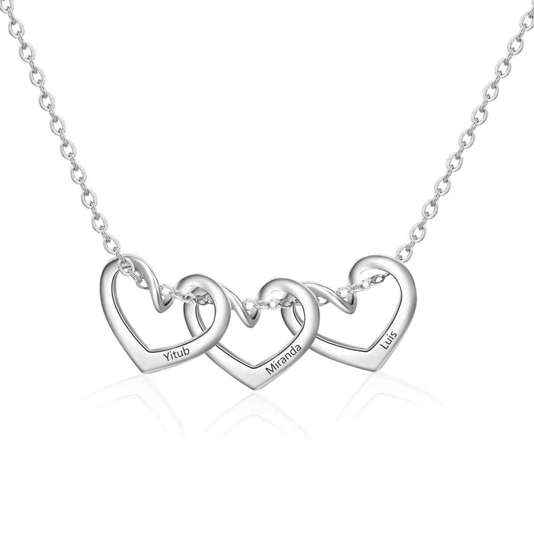 925 Sterling Silver Custom Heart Charms Name Necklace