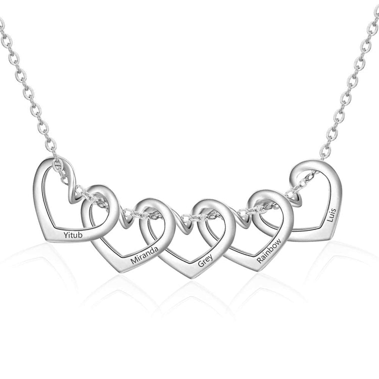 925 Sterling Silver Custom Heart Charms Name Necklace