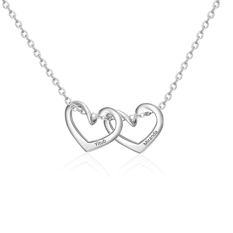 925 Sterling Silver Custom Heart Charms Name Necklace