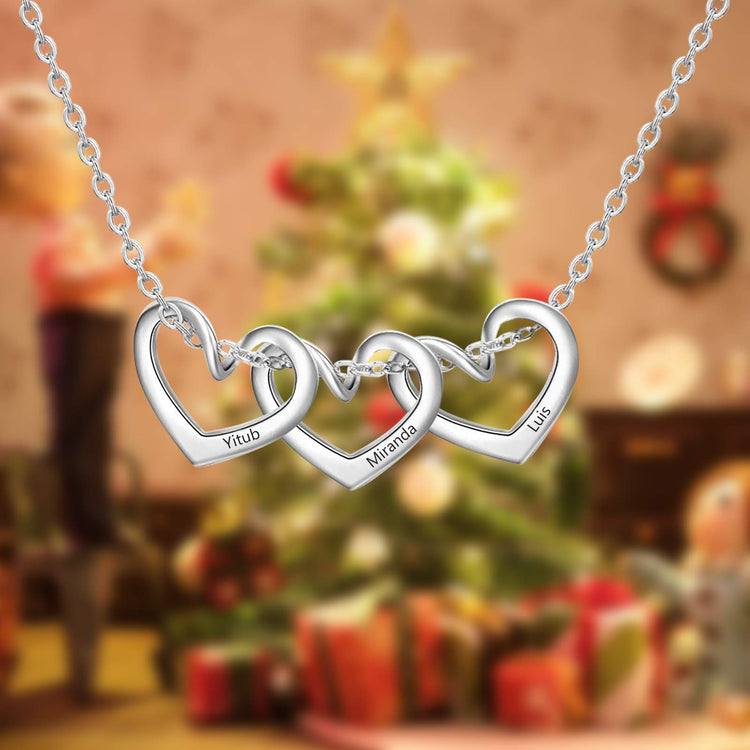 925 Sterling Silver Custom Heart Charms Name Necklace