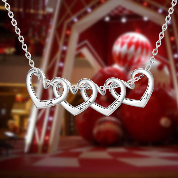 925 Sterling Silver Custom Heart Charms Name Necklace