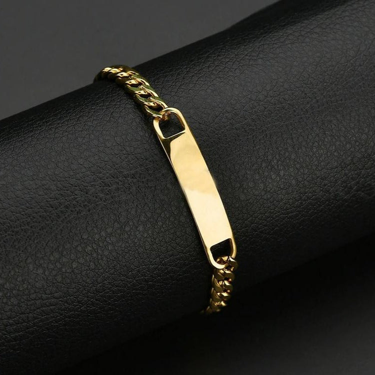 925 Sterling Silver Customized Engraving Nameplate Bar Bracelet In Curb Link Chain