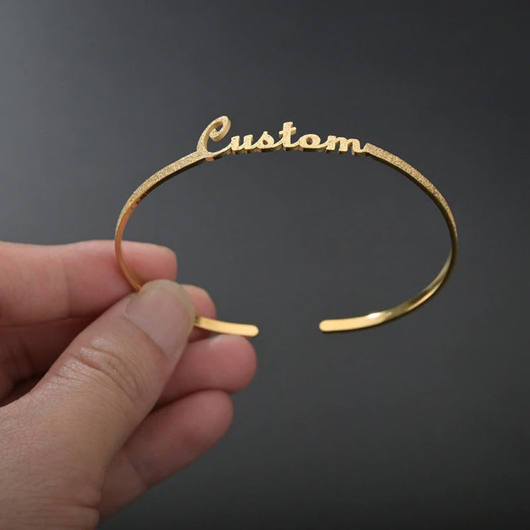 925 Sterling Silver Customized Name Bracelet Personalized Custom Cuff Bangles