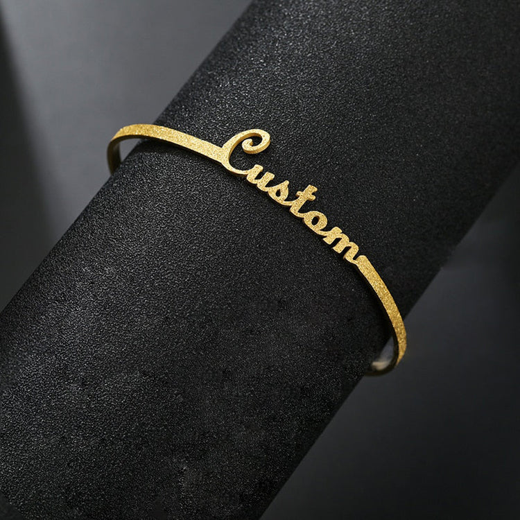 925 Sterling Silver Customized Name Bracelet Personalized Custom Cuff Bangles