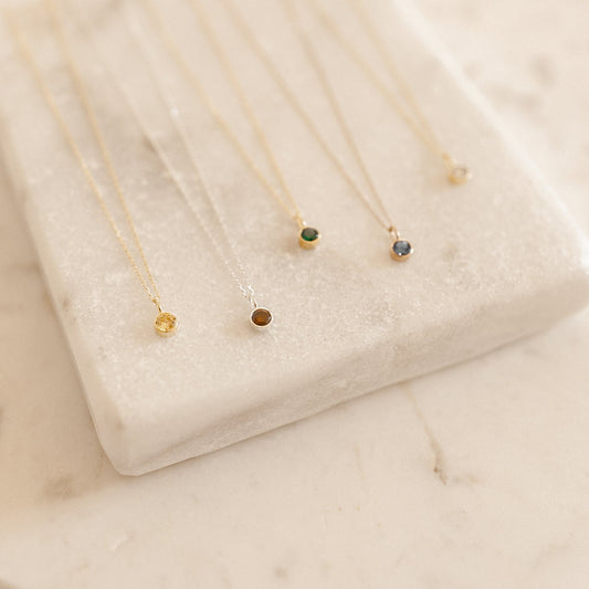 925 Sterling Silber zierliche Geburts stein Halskette