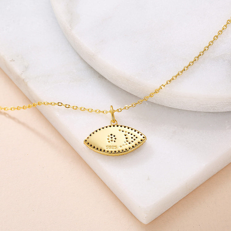 925 Sterling Silver Golden Eye Pendant Necklace