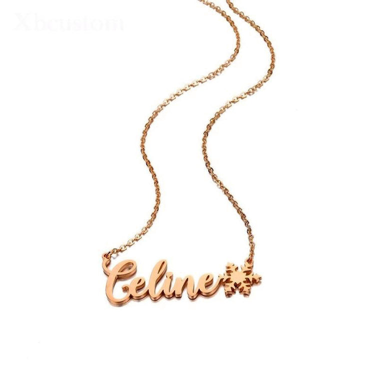 925 Sterling Silver Nameplated Necklace With Snowflake
