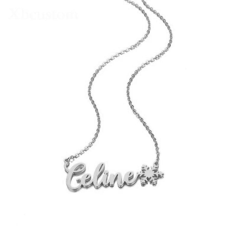 925 Sterling Silver Nameplated Necklace With Snowflake