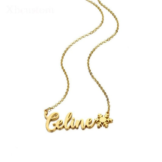 925 Sterling Silver Nameplated Necklace With Snowflake