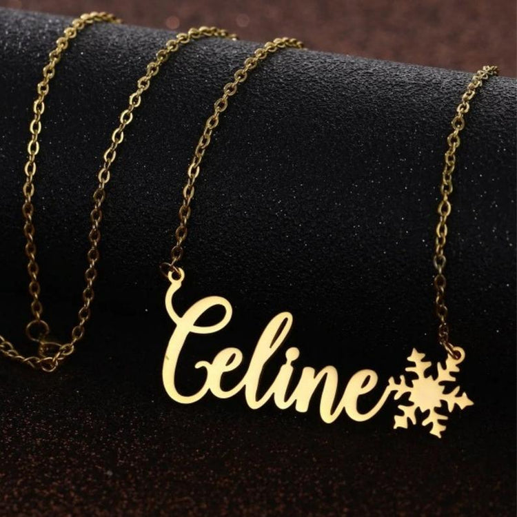 925 Sterling Silver Nameplated Necklace With Snowflake