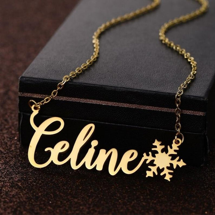 925 Sterling Silver Nameplated Necklace With Snowflake