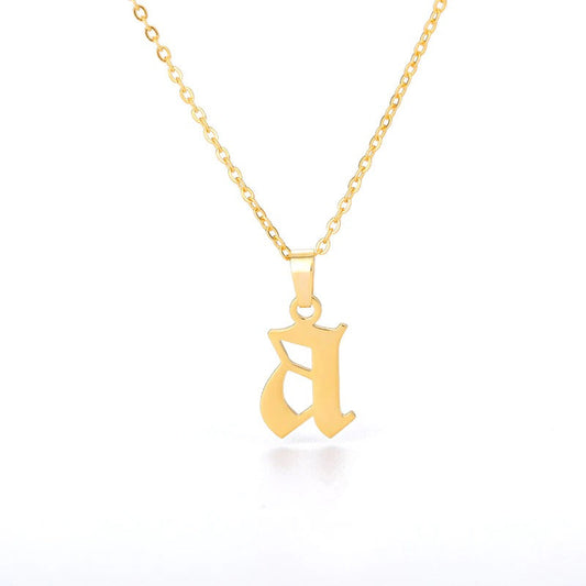925 Sterling Silver Old English Initial Necklace