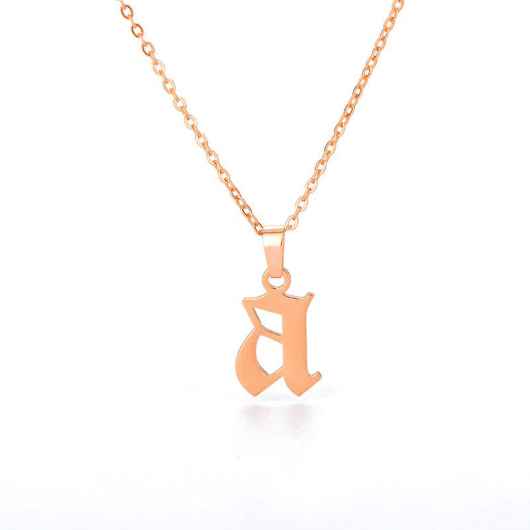 925 Sterling Silver Old English Initial Necklace