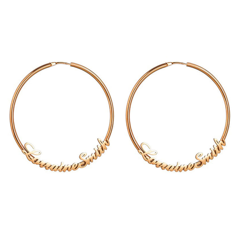 925 Sterling Silver Personalized Hoop Name Earrings